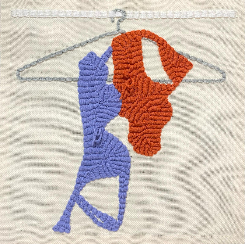 Hand embroidery textile art-Don’t Feel Like Matching by Karry Hon Ka Yi 韓嘉怡