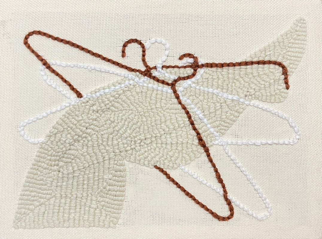 Hand embroidery textile art-Empty Foot by Karry Hon Ka Yi 韓嘉怡