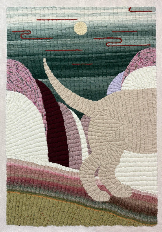 Hand embroidery textile art-I Greet the Rising Clouds by Karry Hon Ka Yi 韓嘉怡