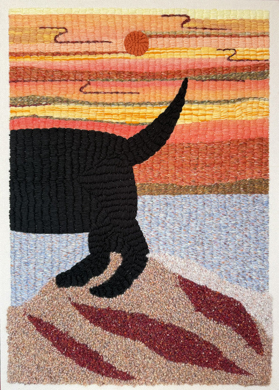 Hand embroidery textile art-Shadow on the Horizon 地平線上的陰影 by Karry Hon Ka Yi 韓嘉怡