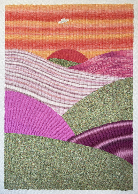Hand embroidery textile art-Celestial Whispers 天外的低語 by Karry Hon Ka Yi 韓嘉怡