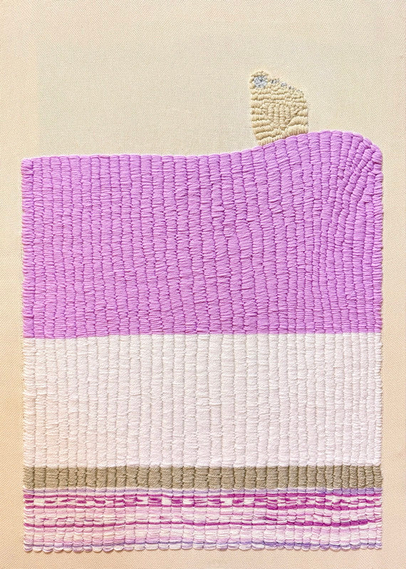Hand embroidery textile art-Solo Foot in Bed by Karry Hon Ka Yi 韓嘉怡