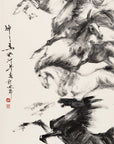 Chinese Ink Painting-Divine horses  神馬 139x68cm by Kwok Ti Hong 郭迪康