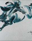 Acrylic Painting-Galloping horse 奔馬 29.7x42cm by Kwok Ti Hong 郭迪康
