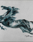 Acrylic Painting-Galloping horse 奔馬 29.7x42cm by Kwok Ti Hong 郭迪康