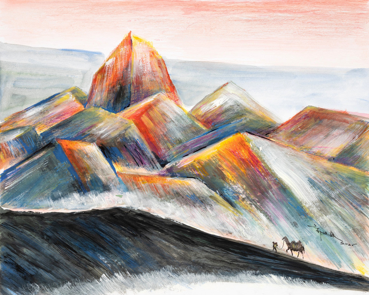 Acrylic Painting-The Silk Road 絲綢之路 40.5x51cm by Kwok Ti Hong 郭迪康