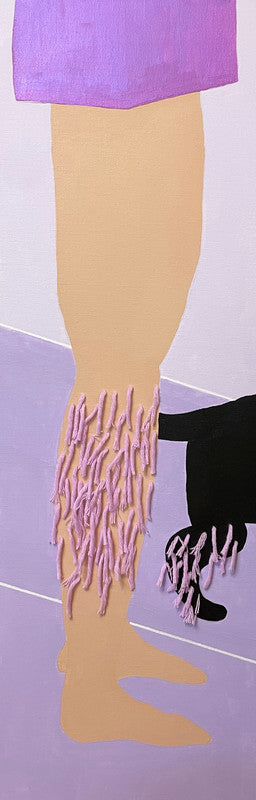 Hand embroidery textile art-Walk With Me Darling (1 of 2) by Karry Hon Ka Yi 韓嘉怡