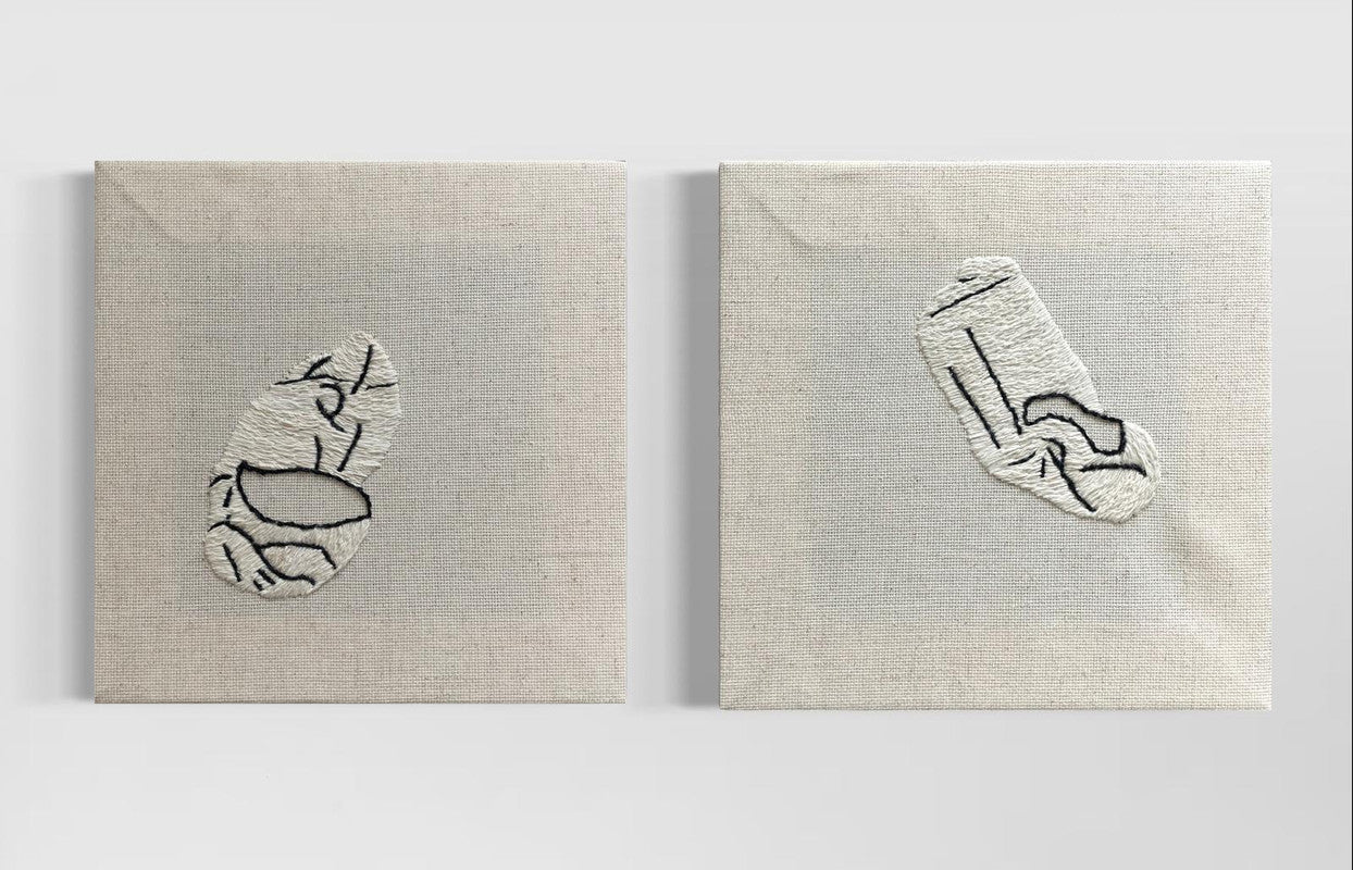 Hand embroidery textile art-Whispers of the Socks by Karry Hon Ka Yi 韓嘉怡
