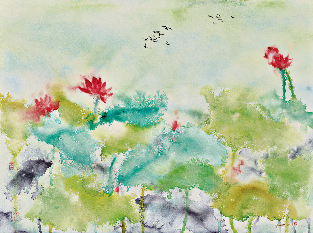 Watercolor Painting - Wonderful Color 巧顏如英 by Siu Fun Kee 蕭芬琪