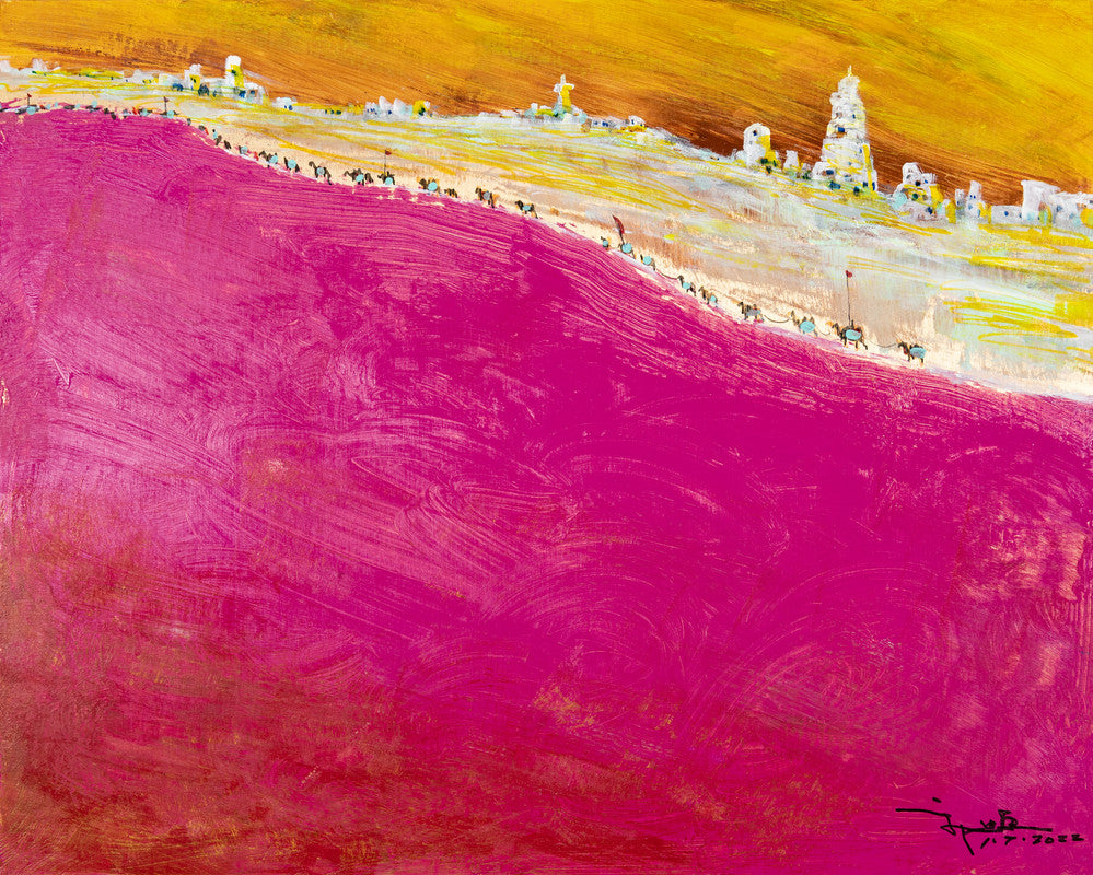 Fine Comtemporary Acrylic painting - Red desert 紅色沙漠 40.5x51cm by Kwok Ti Hong 郭迪康