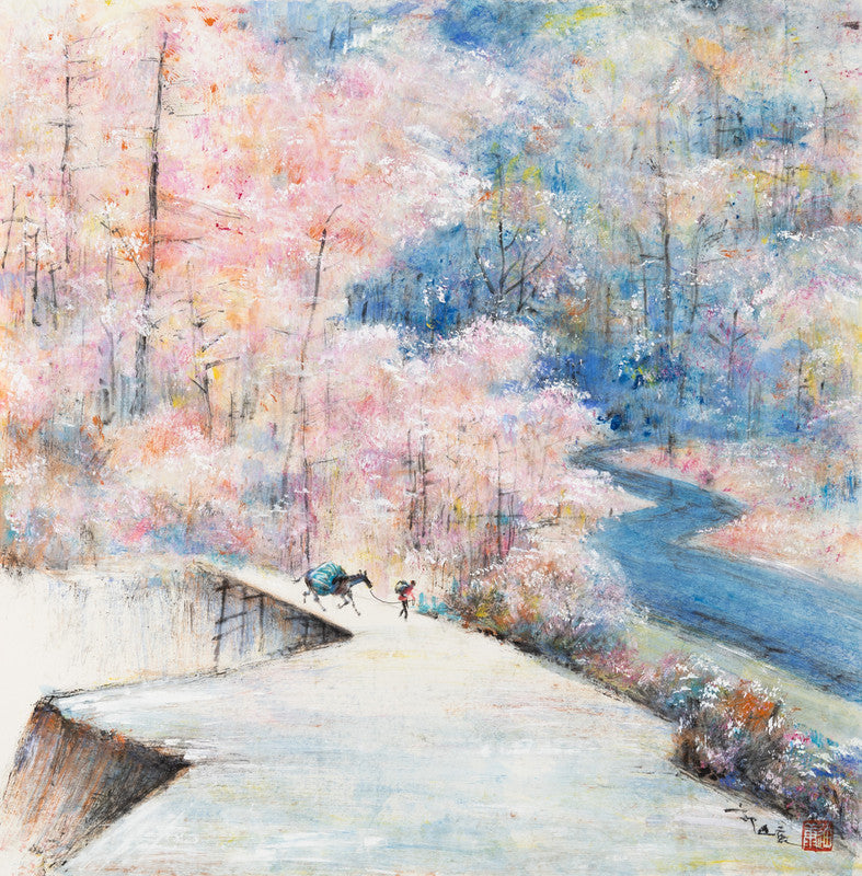 Fine Chinese Ink painting - First snow 初雪 69.5x68.5cm by Kwok Ti Hong 郭迪康