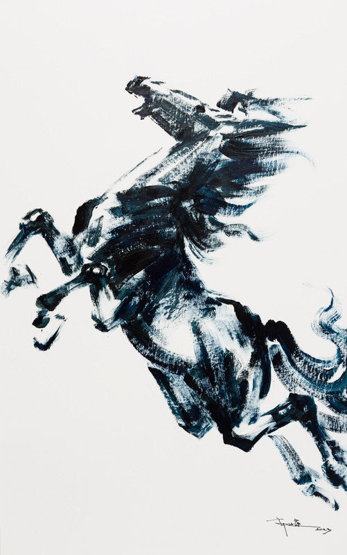Fine Chinese Ink painting - Brave horse 勇馬 81.5x50.7cm by Kwok Ti Hong 郭迪康